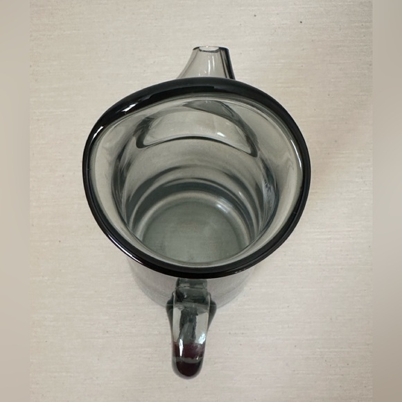 Blown Art Glass Cocktail Martini Pitcher Smoke Gray Applied Handle Spout 11.5” - Picture 11 of 13